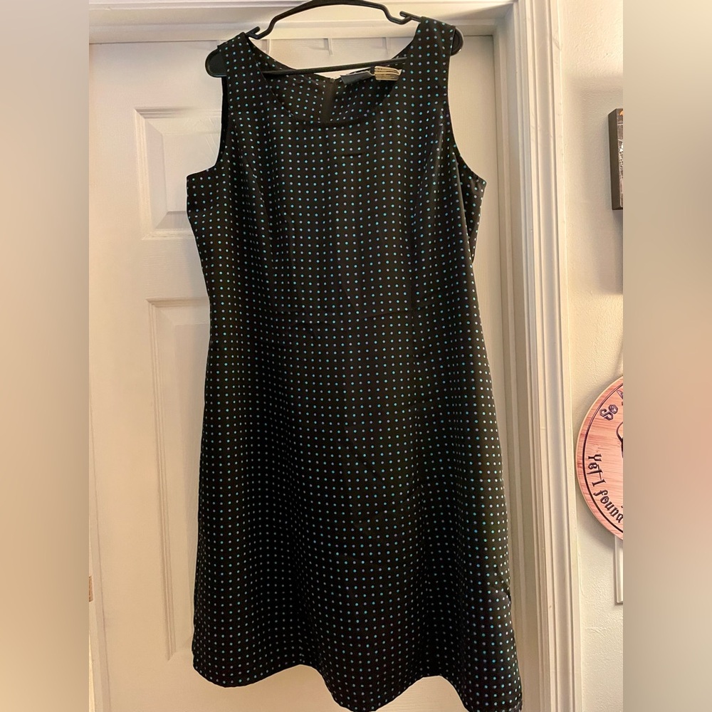 Kathie Lee Black Dress with Blue and Green Dots